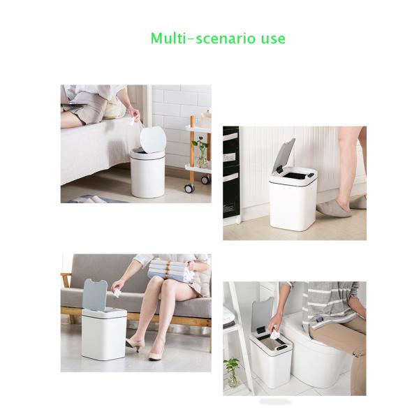 12L White Circular Touch Bucket Charging Dual-purpose Intelligent Motion Sensor Recycling Bin