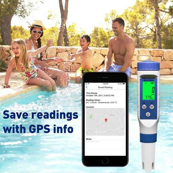 5 In 1 TDS Salinity Bluetooth PH Meter Digital Water Quality Monitor For Pools