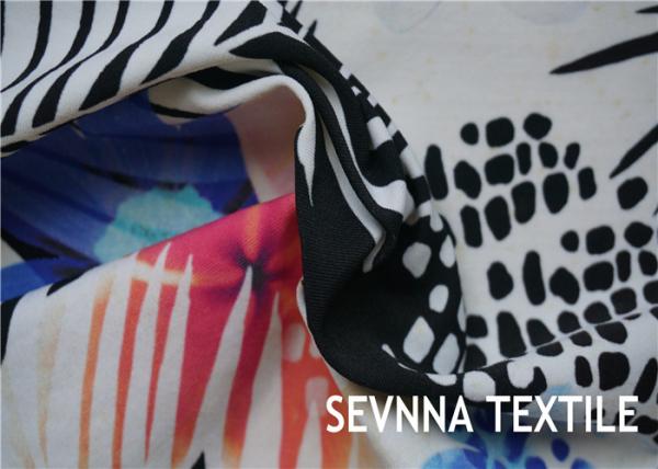 Quality Print Sublimation Printed Polyester Fabric , Interlock Knitting Brushed Poly Fabric for sale