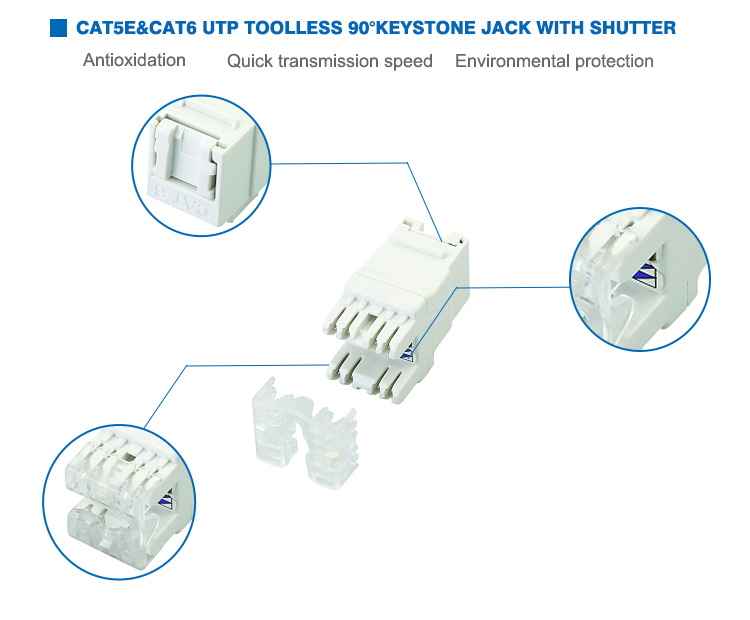 K005-C5E Rj45 Ethernet Jack With Fastener Hats Easy To Assemble / Disasemble