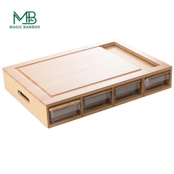 Customized Bamboo Cutting Board with 4 Trays and Lids for Slicing CE Certificate