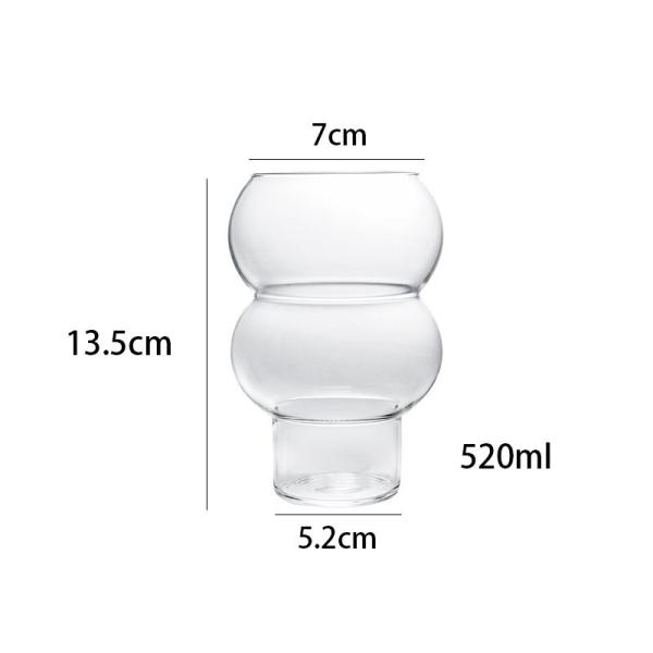 Creative Gourd Shaped Dessert Glass Drink Cup Transparent 520ml