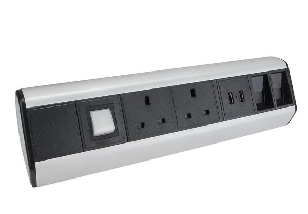 Quality Desktop edge clamp mount Power Extension socket with UK power and fast  USB charge port for sale
