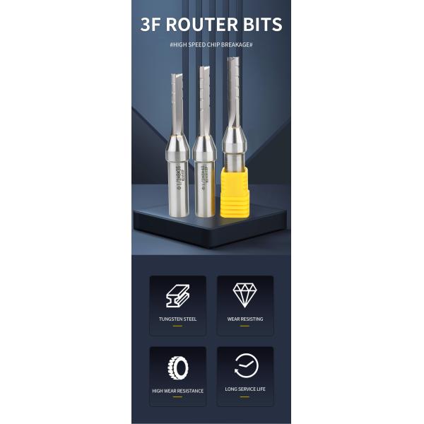 YingBa High Quality Router Bits Solid Carbide Three Flutes TCT Straight Bits Milling Cutter for Wood Slotting Cutter End Mill