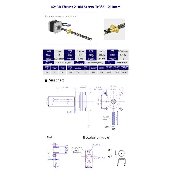 80 Degree Temperature Rise Linear Stepper Motor With Lead Screw for CNC Machines