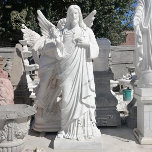China Marble Life Size Christ Jesus Statue Christian Religious Figure Sculpture Hand Carved Outdoor Church Spot Goods wholesale