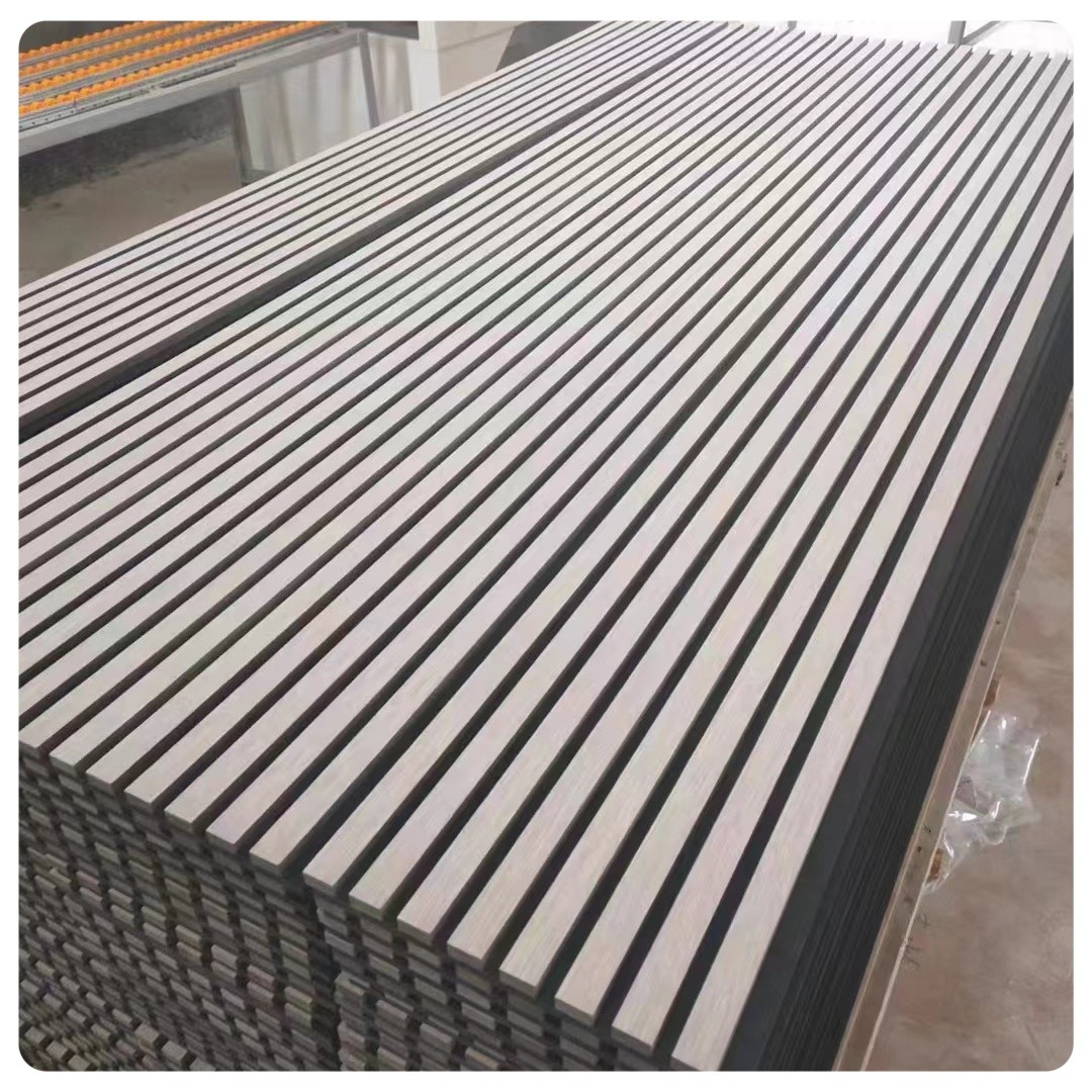 Wholesale with Competitive Price Akupanel Wood Veneer MDF Covered PET Wood Slat Acoustic Panels