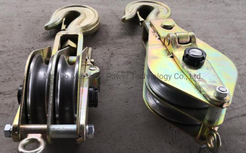 Electric Power Wire Rope Pulley Block 50kn Both Side Opening Iron Hoisting Block