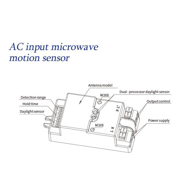 240VAC HNS201 High Frequency Motion Sensor DIP On And Lux Off