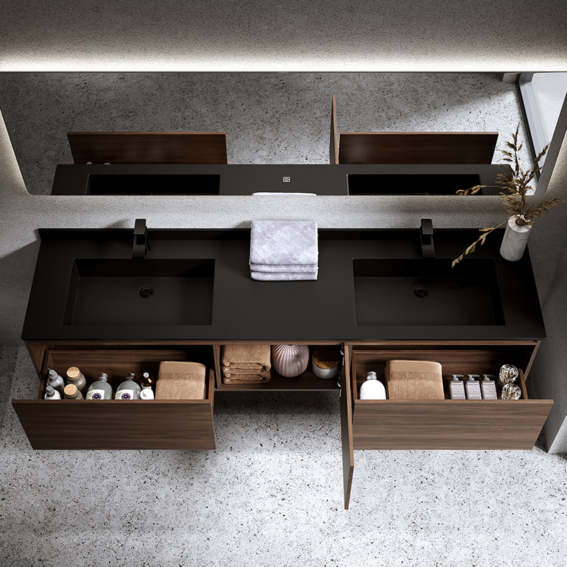 CAD/3D Custom High End Bathroom Floating Vanity with Particleboard Carcase Material
