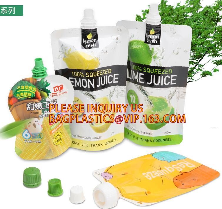 biodegradable eco-friendly FDA clear juice sealed drink pouches translucent reclosable hand held zipper plastic drinking