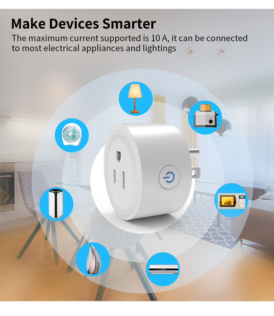 US Plug Smart Homekit Socket 16A 2 Pin DIY Wifi Enabled Plug Socket