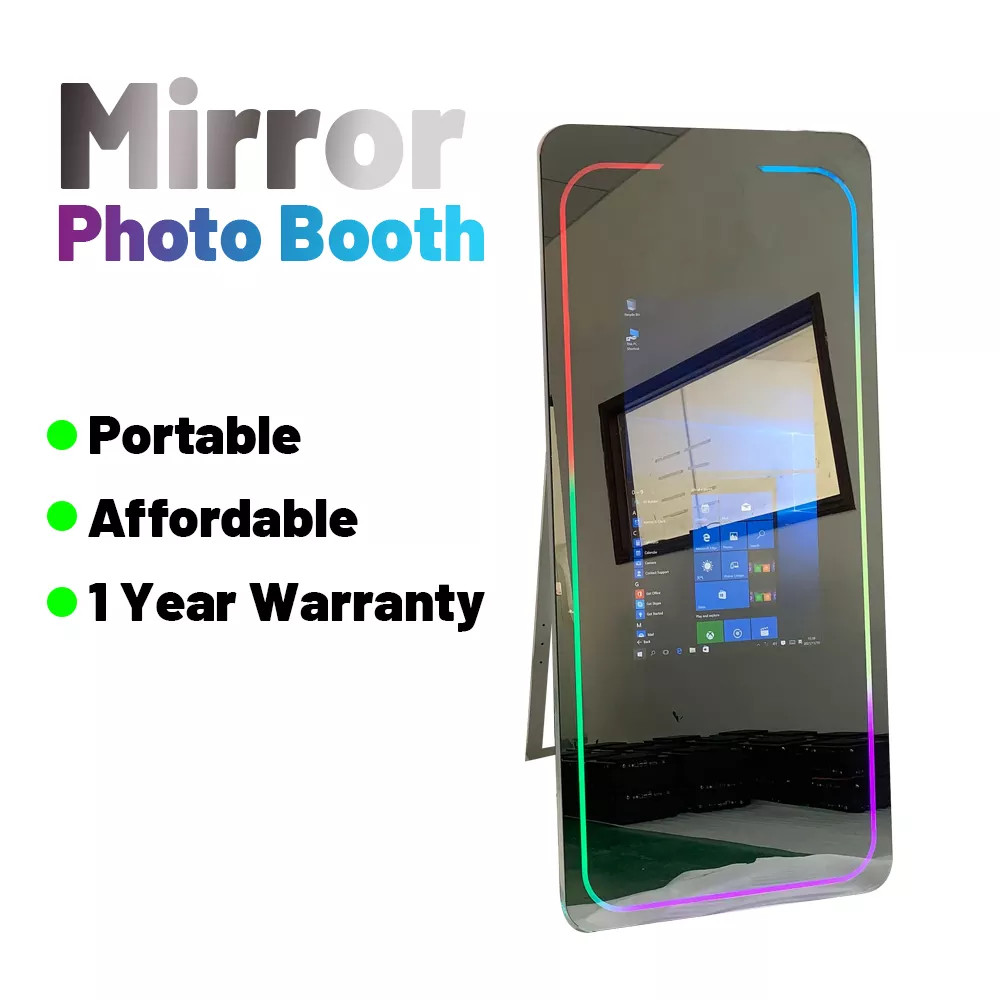 40 Inch Portable Selfie Mirror Photo Booth White Color With Printer
