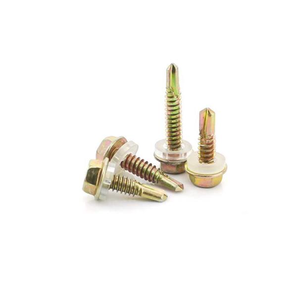 Color Zinc Hexagon Flange Drilling Screw With Tapping Screw Thread Hexagon Flange Drilling Screw