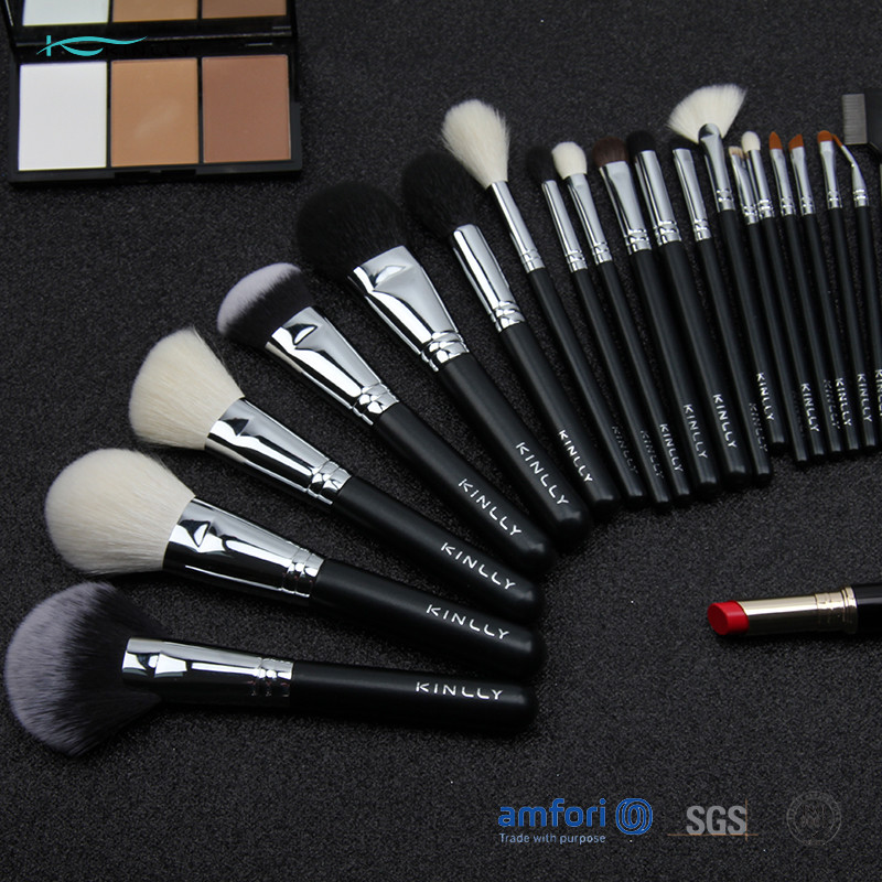 China Black 20pcs Cooper Ferrules Makeup Set With Brushes wholesale