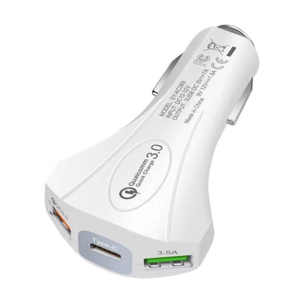 7A 3 USB CAR CHARGER QC3.0 TYPE-C+ USB Universal Compatible USB CAR CHARGER for all electronics cheap price model 369
