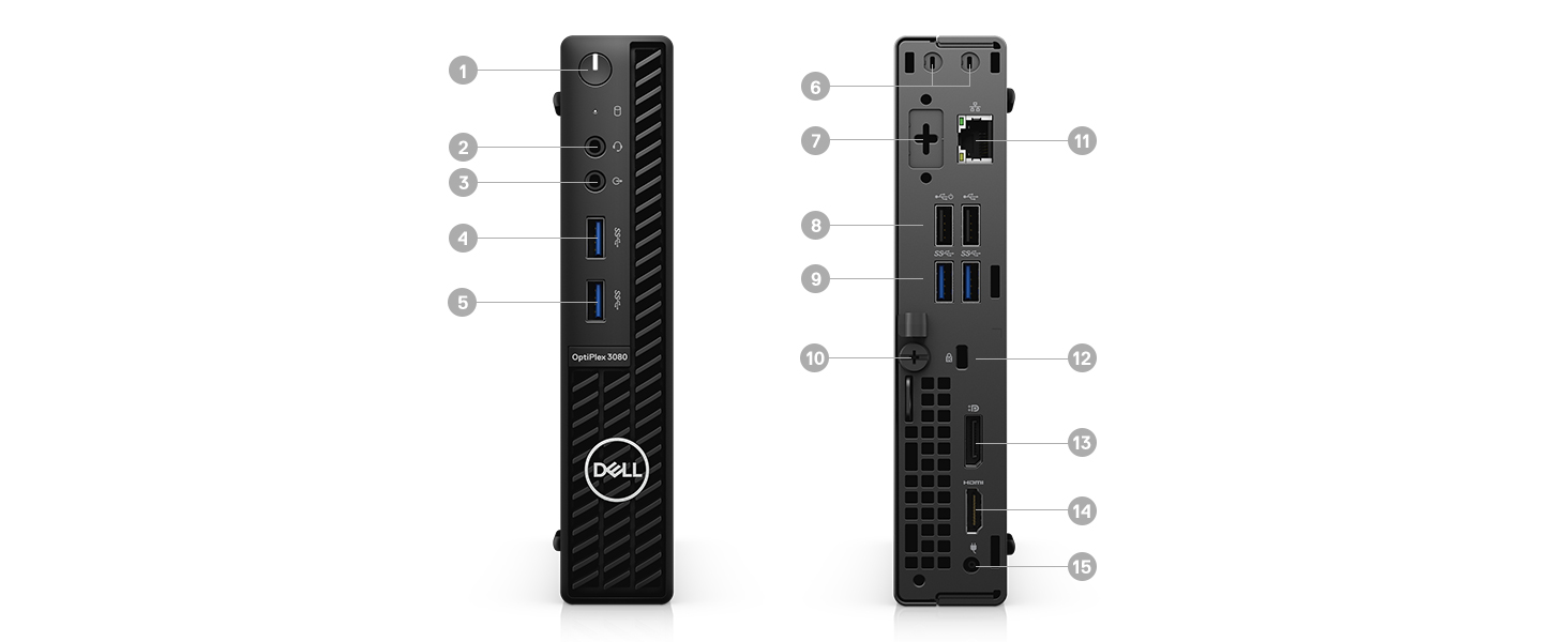 Mini PC Dell Optiplex 3080MFF i5-10500T 16GB 512GB SSD WiFi BT Win10 Desktop Computer