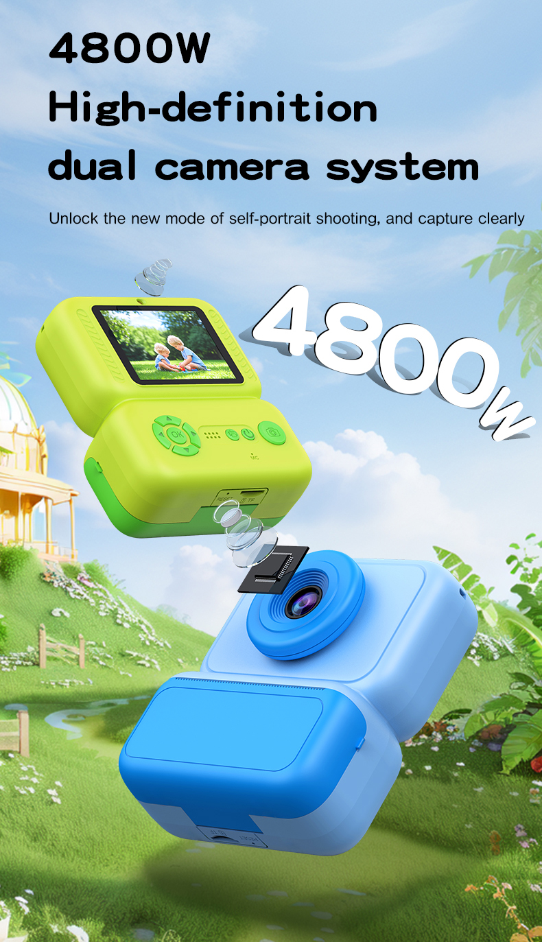 Premium Kids Instant Print Camera CCD Sensor MicroSD Support Full HD Color Print Cartoon Design Plastic Family Happy Memories
