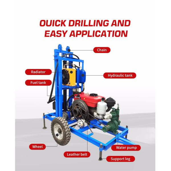 22HP Diesel Engine Well Drilling Rig Tractor Mounted Water Drilling Machine