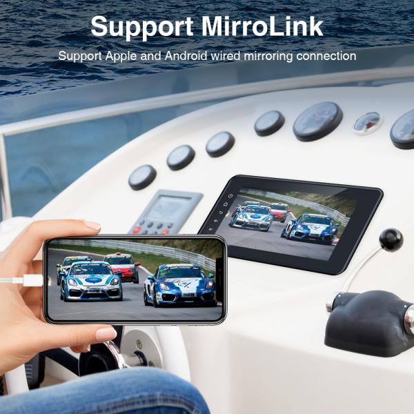8 Inch Boat Multimedia Player IPX6 Waterproof Bluetooth Marine Stereo Digital Media Audio Receiver with Wireless CarPlay