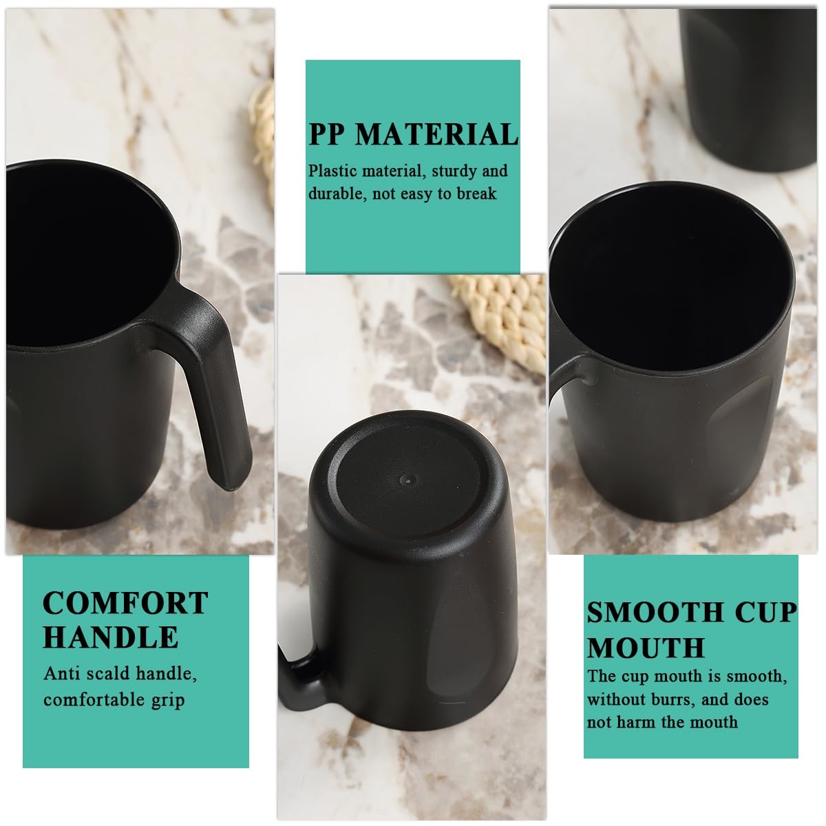 Plastic Cups With Handles 15oz Reusable Water Cup For Camping