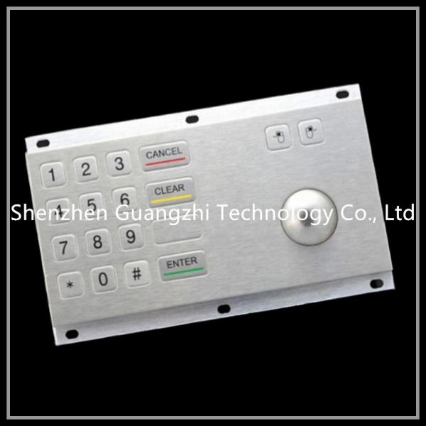 Quality Stainless Steel Industrial Keyboard With Trackball For Atm / Kiosk for sale