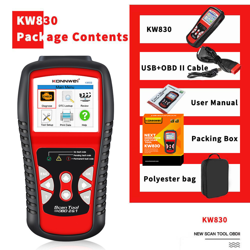Portable Engine Diagnostic Analyzer / Kw830 Code Readers And Scan Tools