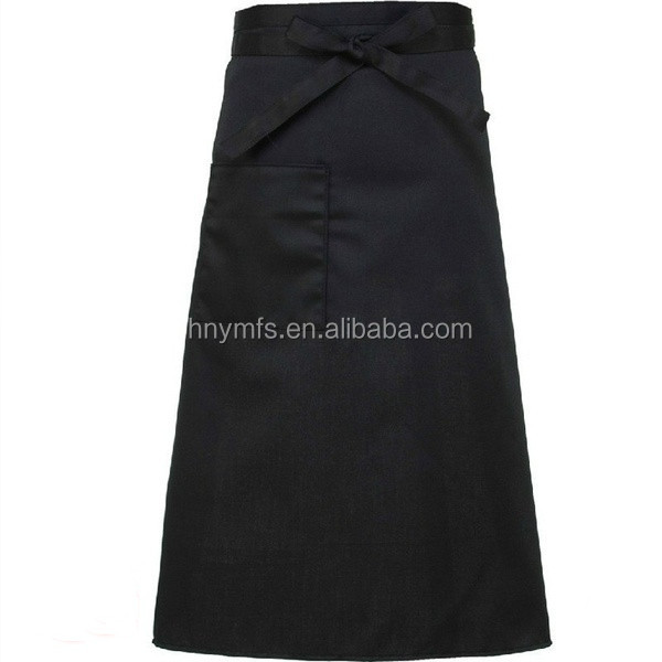 Custom TC Polycotton Half Waist Apron White And Black With 2 Pockets