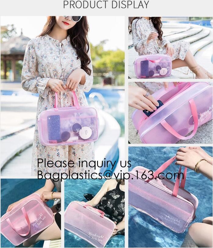 Custom Clear Pvc Lady Handbag Set Transparent Beach Tote Bag With Inner Pouch,Shoulder Tote Holographic PVC Beach Bag