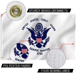 China US Coast Guard Flag 3 X 5' Knitted Polyester Single Reverse Outdoor Canvas Header With Grommets wholesale