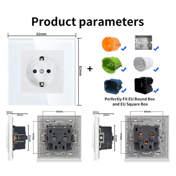 European Standard Electrical Wall Socket 16A 3500W Round Wall Socket Box Mounting