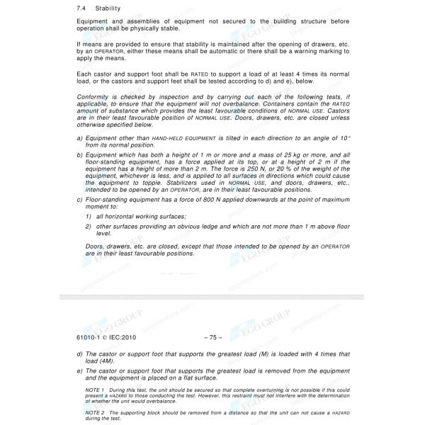 IEC61010-1 Clause 7.4 Electrical Safety Testing Circular Stability Testing Machine