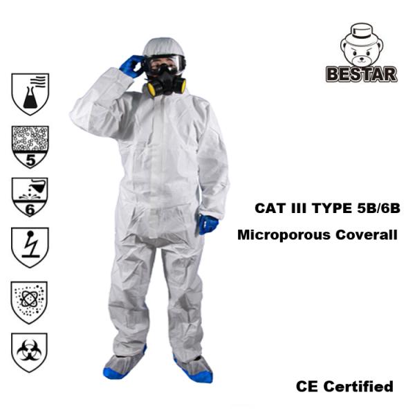 Microporous film Type 5B/6B EN14126 Virus Protection Medical Coverall for Hospital