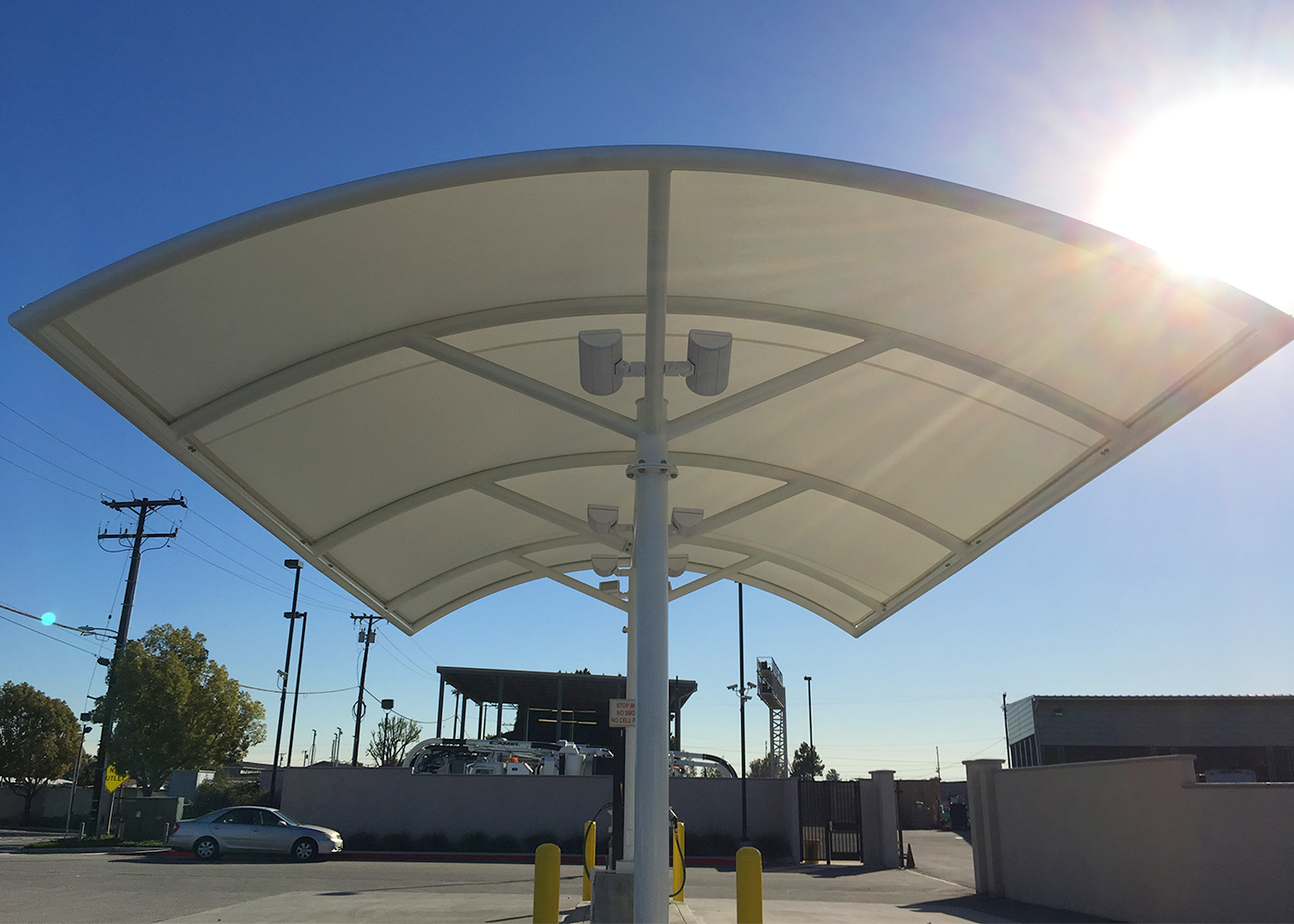 Sunshade Car Park Tensile Membrane Structure with PTFE Coating