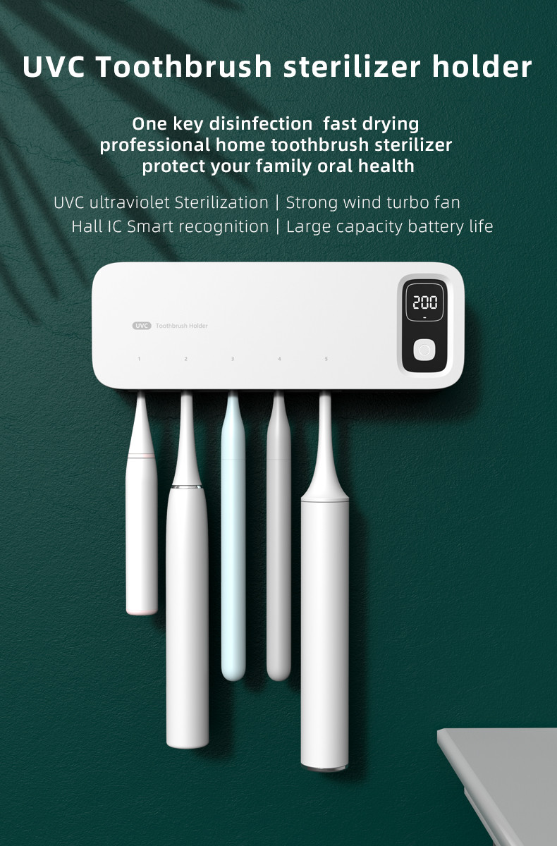 2000mah Battery Smart Toothbrush Disinfection Case with 5 Toothbrush Positions