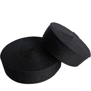 China Polyester Plain Webbing Strap 1 Inch Black Soft Thin Tape wholesale