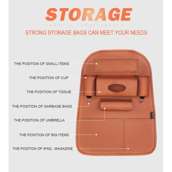 Durable Foldble Car Additional Accessories PU Leather Car Back Seat Organizer Multi Pocket