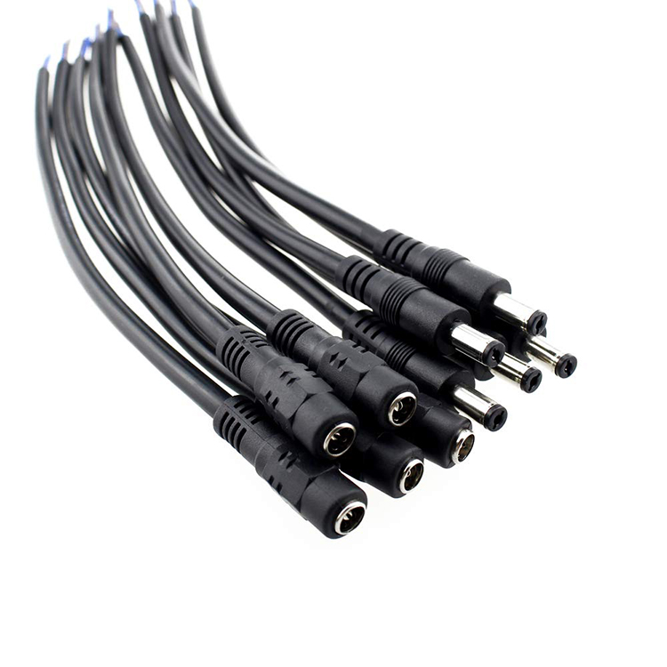 CUSTOM DC Male Female Barrel Jack 2.1x5.5mm to Open Pigtail DC Power Cable