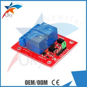 China 8cm x 8cm x 5cm Red Board For Arduino , 5V / 12V 2 Channel Relay Module wholesale