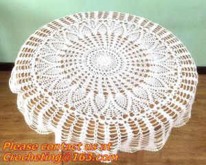 China 80cm Round cotton crochet tablecloth, Tablemat, Corcheted Lace Table linen, Tablecloth wholesale