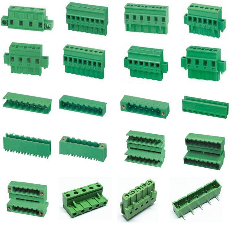 HT396V pluggable terminal blocks 3.81/5.00/5.08/7.62mm ptich header, male pins, shrouded (2 Side) vertical through hole