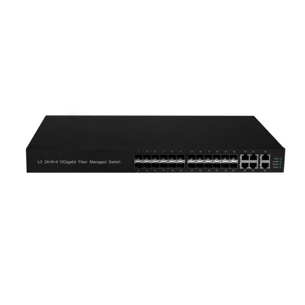 Factory OEM/ODM Fiber Optic Switch L3 10Gigabit Fiber Managed Switch 24 SFP and 6 Combo Port