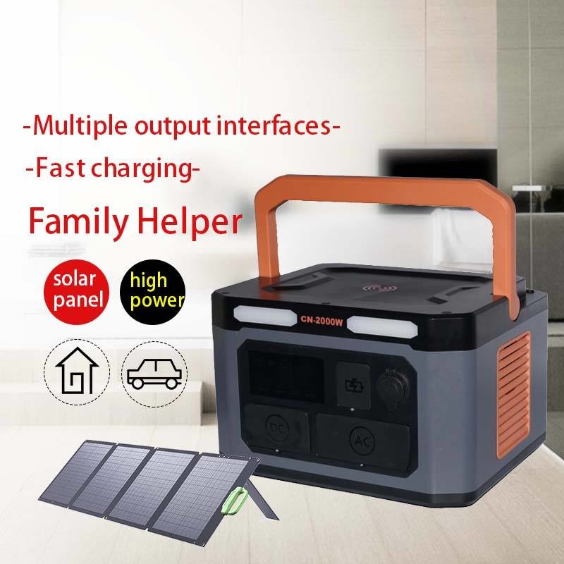 2000W Lithium Portable Power Station QC3.0 Type C Home Travel Outdoor Renewable Energy Storage