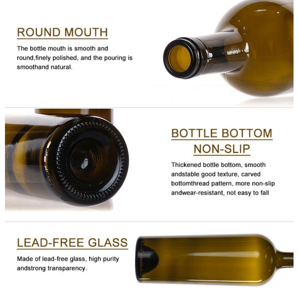 Factory Wholesale 750ml Red 750ml Clear Glass Wine Bottles Wine Bottles with Cork Lid