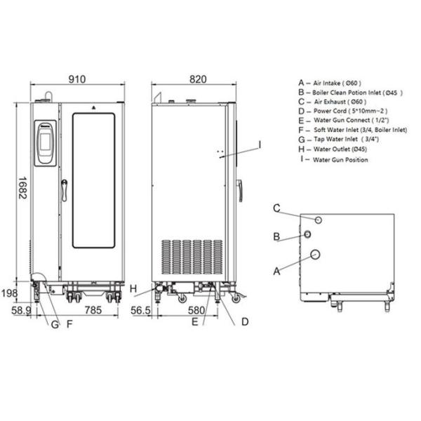 20 Trays 1880mm 37kw Commercial Kitchen Cooking Equipment