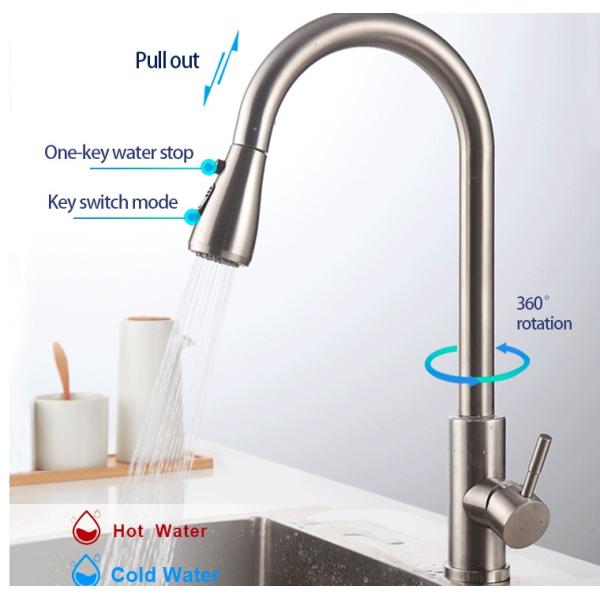 Surface Drawing Kitchen Sink Tap Hot And Cold High Temperature Resistant