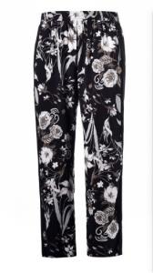 China Flower Printed Ladies Slim Fit Trousers Women Long Straight Trouser With Elastic Waistband wholesale
