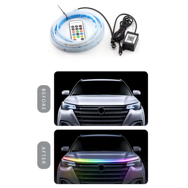 Cars Waterproof LED Bonnet Daytime Running Light Strip APP And Remote Control