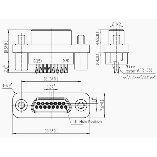 Male Plug Micro D Solder Contact Connectors with 9,15, 21, 25, 31, 37, 51, 66, 74,100 Contacts