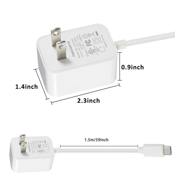 12V 3A Type C Power Adapter 36W USB-C Charger with Global Input